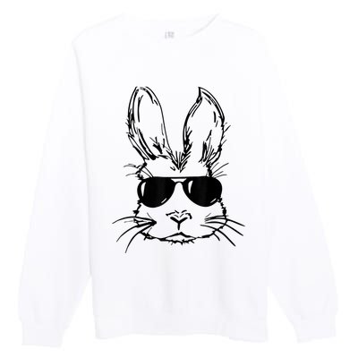 Easter Day Bunny Face With Sunglasses  Boy Kid Easter Premium Crewneck Sweatshirt