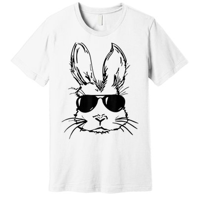 Easter Day Bunny Face With Sunglasses  Boy Kid Easter Premium T-Shirt