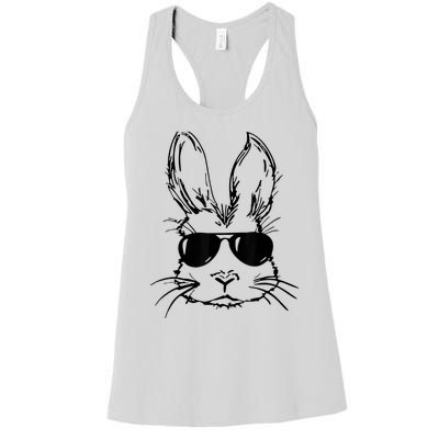 Easter Day Bunny Face With Sunglasses  Boy Kid Easter Women's Racerback Tank