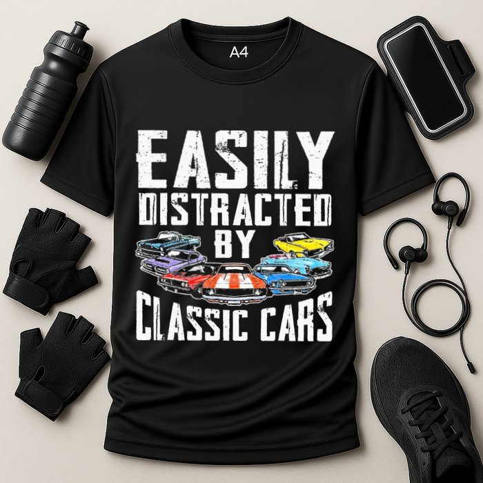 Easily Distracted By Classic Cars Cooling Performance Crew T-Shirt