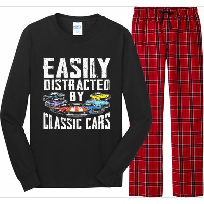 Easily Distracted By Classic Cars Long Sleeve Pajama Set