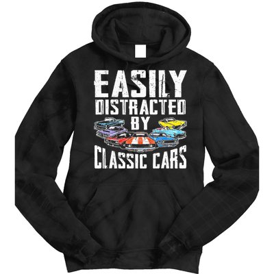 Easily Distracted By Classic Cars Tie Dye Hoodie