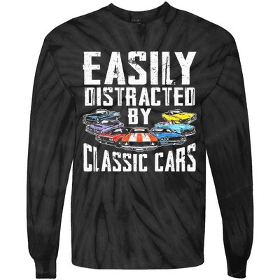 Easily Distracted By Classic Cars Tie-Dye Long Sleeve Shirt