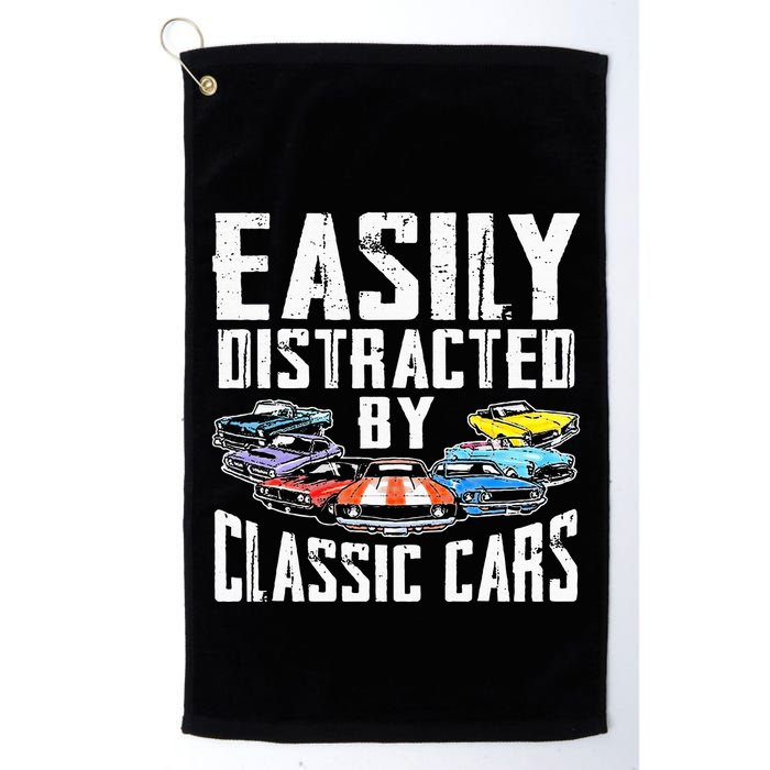 Easily Distracted By Classic Cars Golf Towel