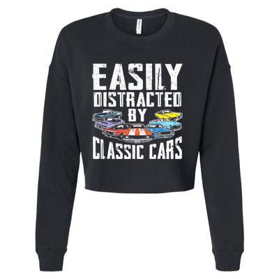 Easily Distracted By Classic Cars Cropped Pullover Crew