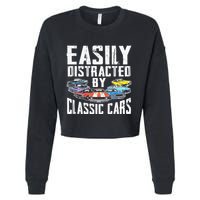 Easily Distracted By Classic Cars Cropped Pullover Crew