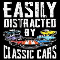 Easily Distracted By Classic Cars Cropped Pullover Crew