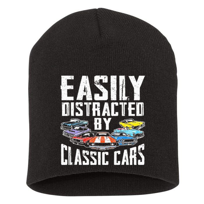 Easily Distracted By Classic Cars Short Acrylic Beanie