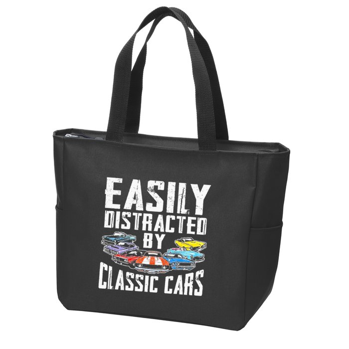 Easily Distracted By Classic Cars Zip Tote Bag