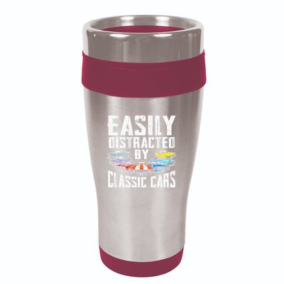 Easily Distracted By Classic Cars 16oz Travel Tumbler
