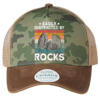 Easily Distracted By Rocks Collector Mineral Retro Geologist Legacy Tie Dye Trucker Hat