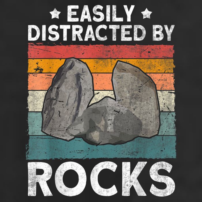 Easily Distracted By Rocks Collector Mineral Retro Geologist Cool Comfort Performance Bucket Hat