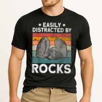 Easily Distracted By Rocks Collector Mineral Retro Geologist Performance Shirt