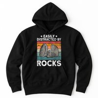 Easily Distracted By Rocks Collector Mineral Retro Geologist Hoodie