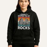 Easily Distracted By Rocks Collector Mineral Retro Geologist Hoodie