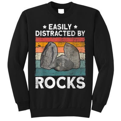 Easily Distracted By Rocks Collector Mineral Retro Geologist Sweatshirt