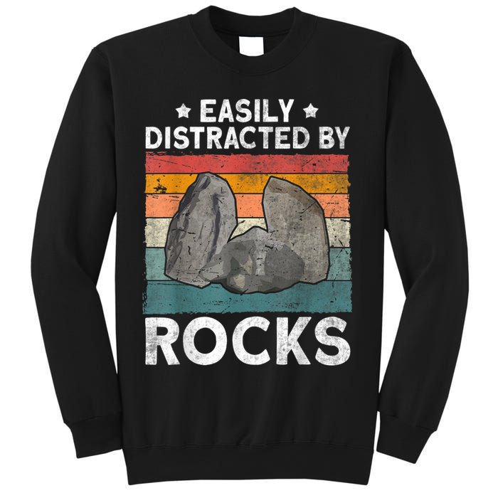Easily Distracted By Rocks Collector Mineral Retro Geologist Sweatshirt