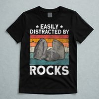 Easily Distracted By Rocks Collector Mineral Retro Geologist T-Shirt