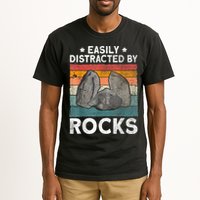 Easily Distracted By Rocks Collector Mineral Retro Geologist Tall T-Shirt