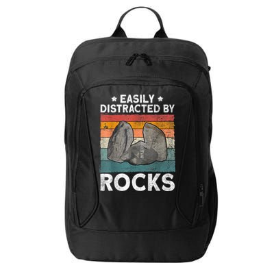 Easily Distracted By Rocks Collector Mineral Retro Geologist City Backpack