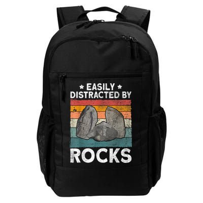 Easily Distracted By Rocks Collector Mineral Retro Geologist Backpack