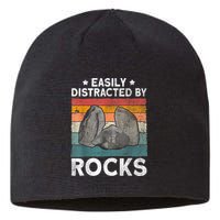 Easily Distracted By Rocks Collector Mineral Retro Geologist Sustainable Beanie