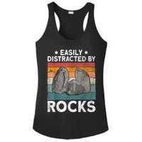 Easily Distracted By Rocks Collector Mineral Retro Geologist Ladies PosiCharge Competitor Racerback Tank