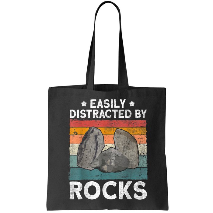 Easily Distracted By Rocks Collector Mineral Retro Geologist Bag