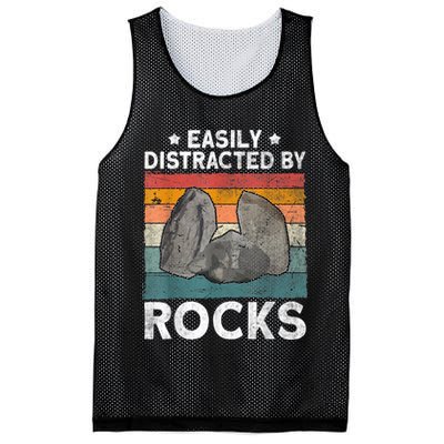 Easily Distracted By Rocks Collector Mineral Retro Geologist Mesh Reversible Basketball Jersey Tank