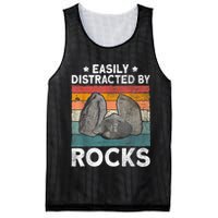 Easily Distracted By Rocks Collector Mineral Retro Geologist Mesh Reversible Basketball Jersey Tank