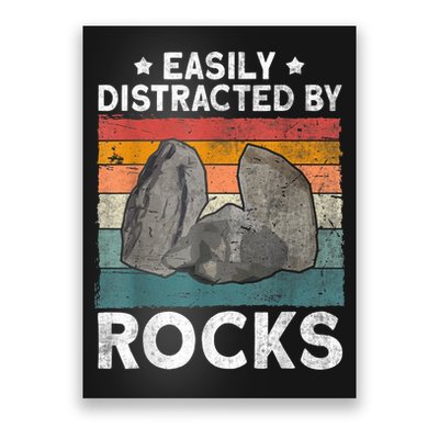 Easily Distracted By Rocks Collector Mineral Retro Geologist Poster