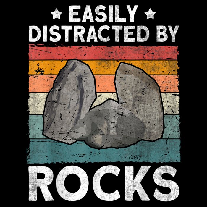 Easily Distracted By Rocks Collector Mineral Retro Geologist Poster