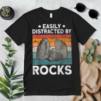 Easily Distracted By Rocks Collector Mineral Retro Geologist Premium T-Shirt