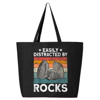Easily Distracted By Rocks Collector Mineral Retro Geologist 25L Jumbo Tote