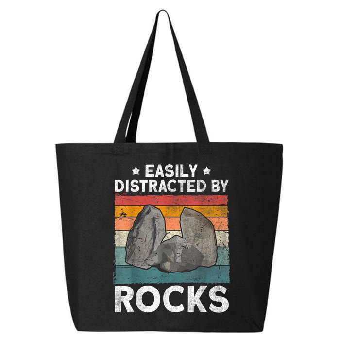 Easily Distracted By Rocks Collector Mineral Retro Geologist 25L Jumbo Tote