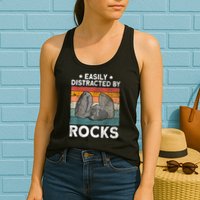 Easily Distracted By Rocks Collector Mineral Retro Geologist Womens Tank Top