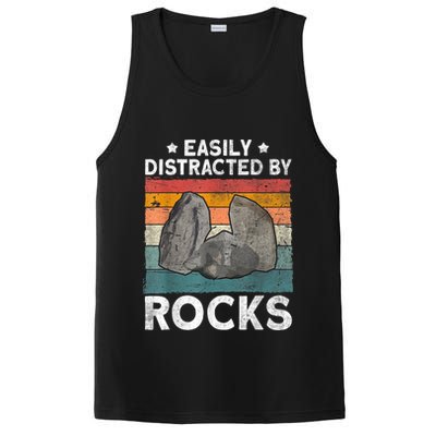 Easily Distracted By Rocks Collector Mineral Retro Geologist PosiCharge Competitor Tank