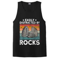 Easily Distracted By Rocks Collector Mineral Retro Geologist PosiCharge Competitor Tank