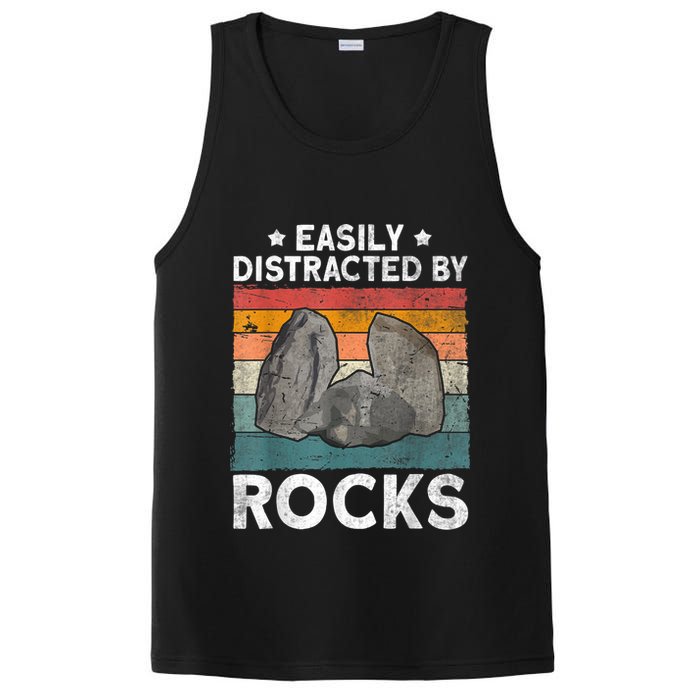 Easily Distracted By Rocks Collector Mineral Retro Geologist PosiCharge Competitor Tank