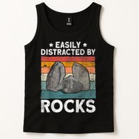 Easily Distracted By Rocks Collector Mineral Retro Geologist Tank Top
