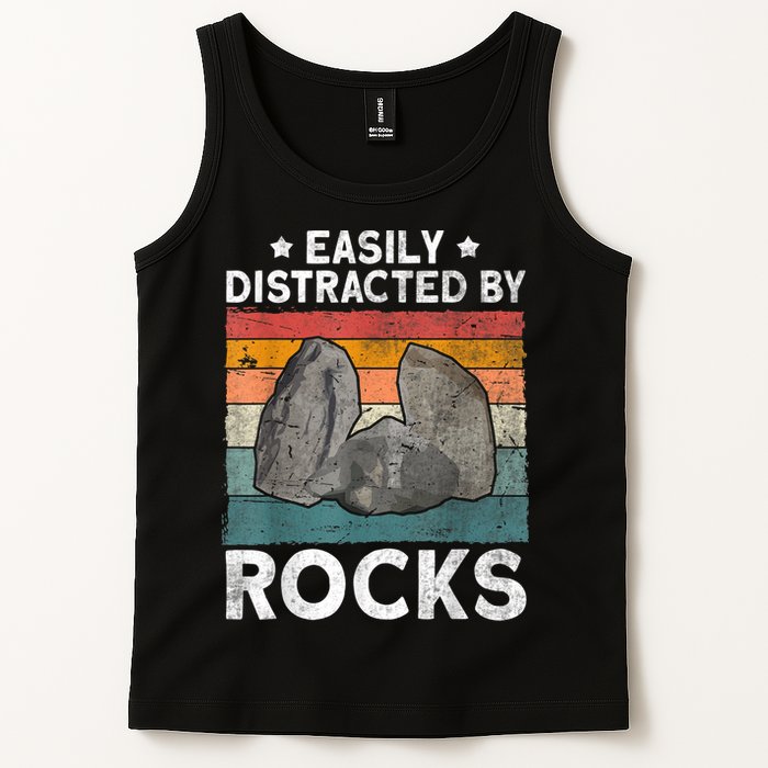 Easily Distracted By Rocks Collector Mineral Retro Geologist Tank Top