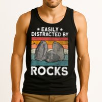 Easily Distracted By Rocks Collector Mineral Retro Geologist Tank Top