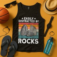 Easily Distracted By Rocks Collector Mineral Retro Geologist Tank Top
