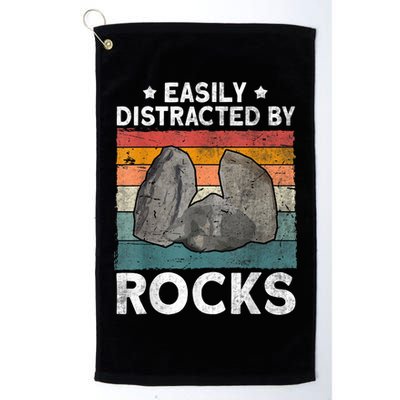 Easily Distracted By Rocks Collector Mineral Retro Geologist Golf Towel
