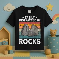 Easily Distracted By Rocks Collector Mineral Retro Geologist Toddler T-Shirt