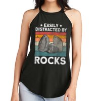 Easily Distracted By Rocks Collector Mineral Retro Geologist Women's Perfect Tri Rocker Tank