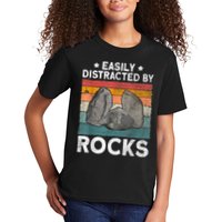 Easily Distracted By Rocks Collector Mineral Retro Geologist Kids T-Shirt