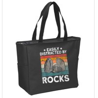 Easily Distracted By Rocks Collector Mineral Retro Geologist Zip Tote Bag