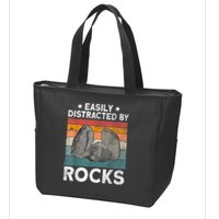 Easily Distracted By Rocks Collector Mineral Retro Geologist Zip Tote Bag