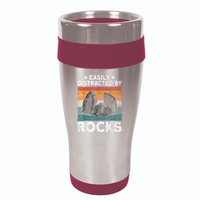 Easily Distracted By Rocks Collector Mineral Retro Geologist 16oz Travel Tumbler
